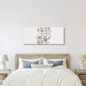 Obraz - Line art tváre (120x50 cm)