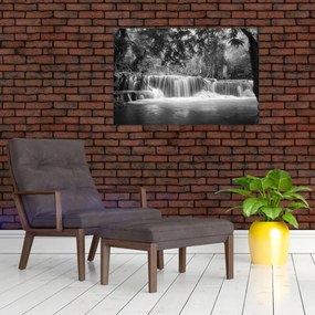 Obraz - Čiernobiely vodopád (90x60 cm)