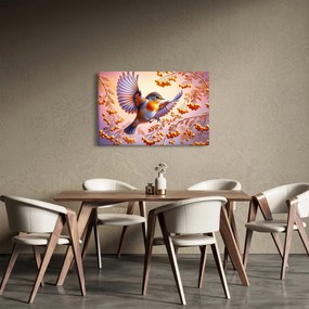 Obraz - Vták s jarabinou (90x60 cm)