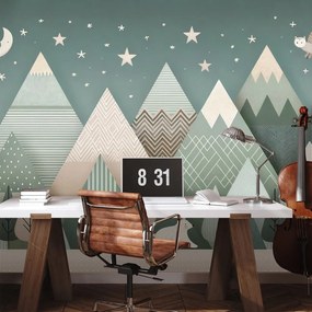 Tapeta detská horská krajina s medveďom