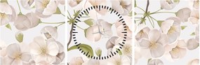Obraz - Bloom with grace N⁰1 (s hodinami) (90x30 cm)