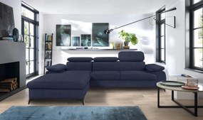 Rohová sedacia súprava Scala, tmavo modrá látka, ľavý roh