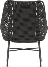 Čierne ručne pletené vonkajšie kreslo Kave Home Abeli