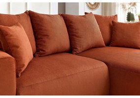 Oranžová zamatová rohová pohovka Enjoy – Bobochic Paris