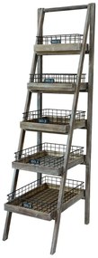 Hnedý antik drevený regál s košíkmi Cart No 5 - 42*70*170cm