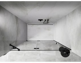 Mexen, Mexen Lunar ľavé výklopné sprchové dvere 130 cm, transparentné, čierne - 834-130-000-70-00-L