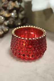 Červený sklenený svietnik na čajovú sviečku 5cm