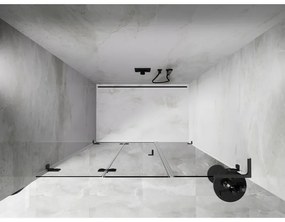 Mexen Lunar-F, L skladacie ľavé sprchové dvere 140 cm, 8mm číre sklo, brúsený grafit profil, 836SL-140-050-66-00-L