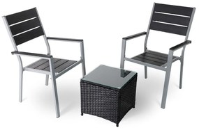 Záhradný balkónový set Renio - 2 miesta, čierna / sivá
