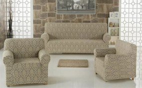 Napínací poťah na sedačku Grand svetlohnedý EMI: 3 (trojsedačka) + 2 (dvojsedačka) + 1 (kreslo)