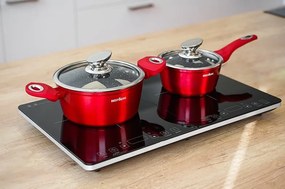 MEGAKOMBO Multifunkčný kuchynský robot BestBerg BBR-1900R + 15dielna sada riadu s mramorovým povrchom BestBerg BBN-1015R / červená