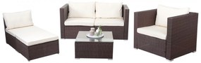 Polyratanová záhradná súprava Brescia - hnedá, krémové vankúše