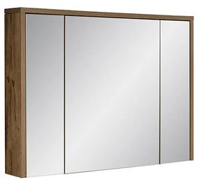 Závesná kúpeľňová skrinka so zrkadlom Hampton Concrete 3D tmavý betón/dub hunton