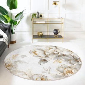 Prateľný okrúhly koberec vo svetlosivej a béžovej farbe ø 150 cm Soft and Gentle – Mila Home