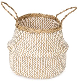 Svetlý úložný košík z morskej trávy Compactor Zic Zac, ⌀ 35 cm