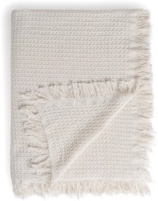 Krémovobiely pléd z recyklovanej bavlny 260x280 cm Honeycomb – Ixia