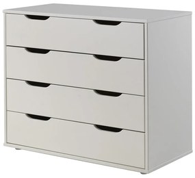 Biela vyvýšená detská posteľ z borovicového dreva s úložným priestorom s roštom 90x200 cm Scott – Vipack