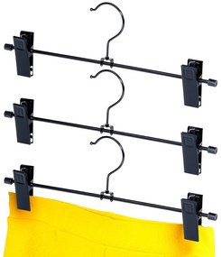 VILDE Kovové čierne vešiaky s klipom na nohavice a sukne, sada 3ks