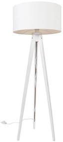 Moderná stojaca lampa trojnožka biela s tienidlom bielym 50 cm - Tripod Classic
