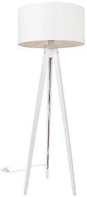 Moderná stojaca lampa trojnožka biela s tienidlom bielym 50 cm - Tripod Classic