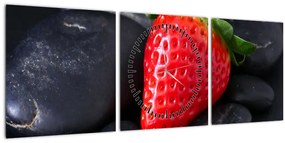 Obraz jahody (s hodinami) (90x30 cm)