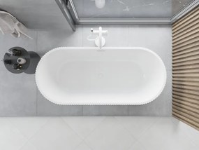Mexen Yara, voľne stojaca ryhovaná vaňa 170 x 75 cm, biela lesklá, biely prepad, 52861707500-20