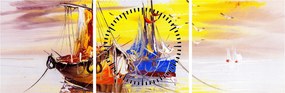 Obraz - Maľba loďou (s hodinami) (90x30 cm)