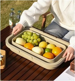 Skladací piknikový kôš TRIGO 3v1, sivý