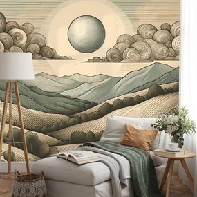 Tapeta horská krajina v retro štýle