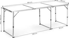 Skládací turistický stůl Veloca 180x60 cm bílý