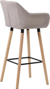 Barová stolička Grant - látka, drevené nohy natura - Sivo-hnedá (Taupe)