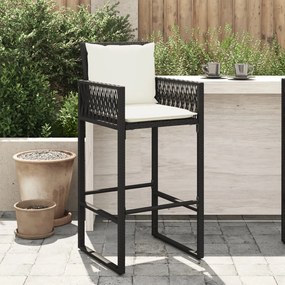 Záhradné barové stoličky s vankúšmi 2 ks čierne polyratan 368705