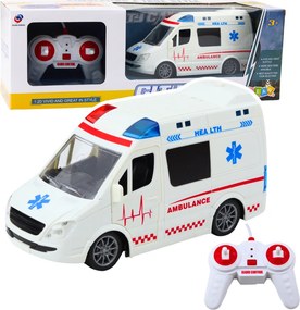 LEAN Toys Sanitka na diaľkové ovládanie RC so svetlami a zvukmi 1:20 biela