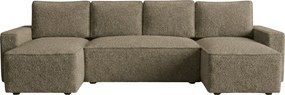 Rozkladacia sedacia súprava do U SMART BOUCLE 303x143 cm, tmavobéžová