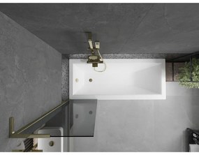 Mexen Next L, 1-krídlová vaňová zástena 50 x 150 cm, 6mm šedé sklo, zlatý lesklý profil, 895-050-000-03-40-50