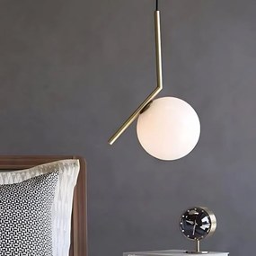 Toolight Toolight, stropná lampa sklenená guľa z bieleho zlata 1xE27, G106-1W, zlatá-biela, OSW-09731