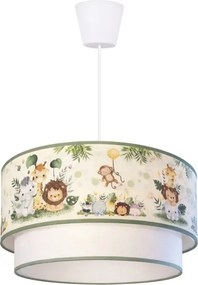 Brilagi-LED Detský závesný luster na lanku BOBO 1xE27/60W/230V pr.40cm krém./zelená/džungľa