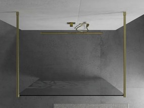Mexen Kioto, sprchová zástena Walk-In 100 x 200 cm, 8mm číre sklo biely vzor, zlatý matný profil, 800-100-002-55-85