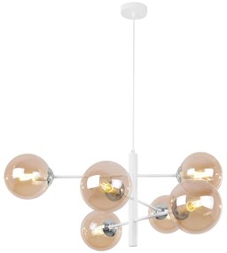 Závesne svietidlo Paris, 6x medové sklenené tienidlo, W/CH, X