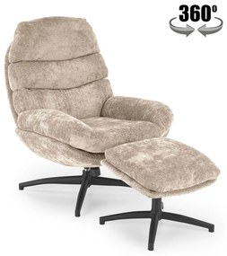 Křeslo s podnožkou Dario krémové