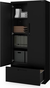 Modulárna kovová multifunkčná skriňa s vysokou zásuvkou čierna MEGAN 1950 x 900 x 400 mm