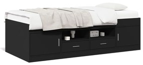 Denná posteľ so zásuvkami čierna 90x190 cm kompozitné drevo 3280252