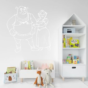 Veselá Stena Samolepka na stenu na stenu Shrek a Fiona Farba: černá
