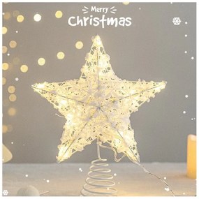 LED svetelná hviezda na vianočný stromček WHITE STAR 25 cm, biela