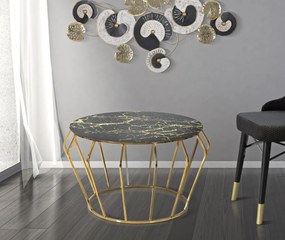 Konferenčný stolík Histor 78 cm zlatý/čierny mramor