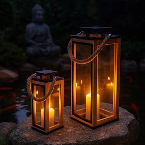 Súprava drevených lampášov hranatých 2 ks