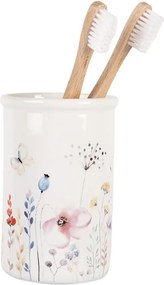 Keramický kelímok na zubné kefky s lúčnymi kvetmi - Ø 8*12 cm
