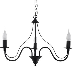 Luster Minerwa 3, čierne telo svietidla