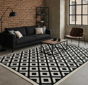 TZ Bielo-čierny obdĺžnikový koberec Strado Polo Chessboard s kosoštvorcovým vzorom Rozmer: 160x230 cm
