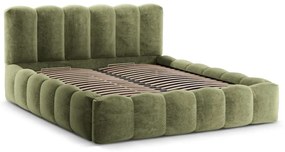 Zelená čalúnená dvojlôžková posteľ s úložným priestorom a roštom 160x200 cm Lupine – Micadoni Home